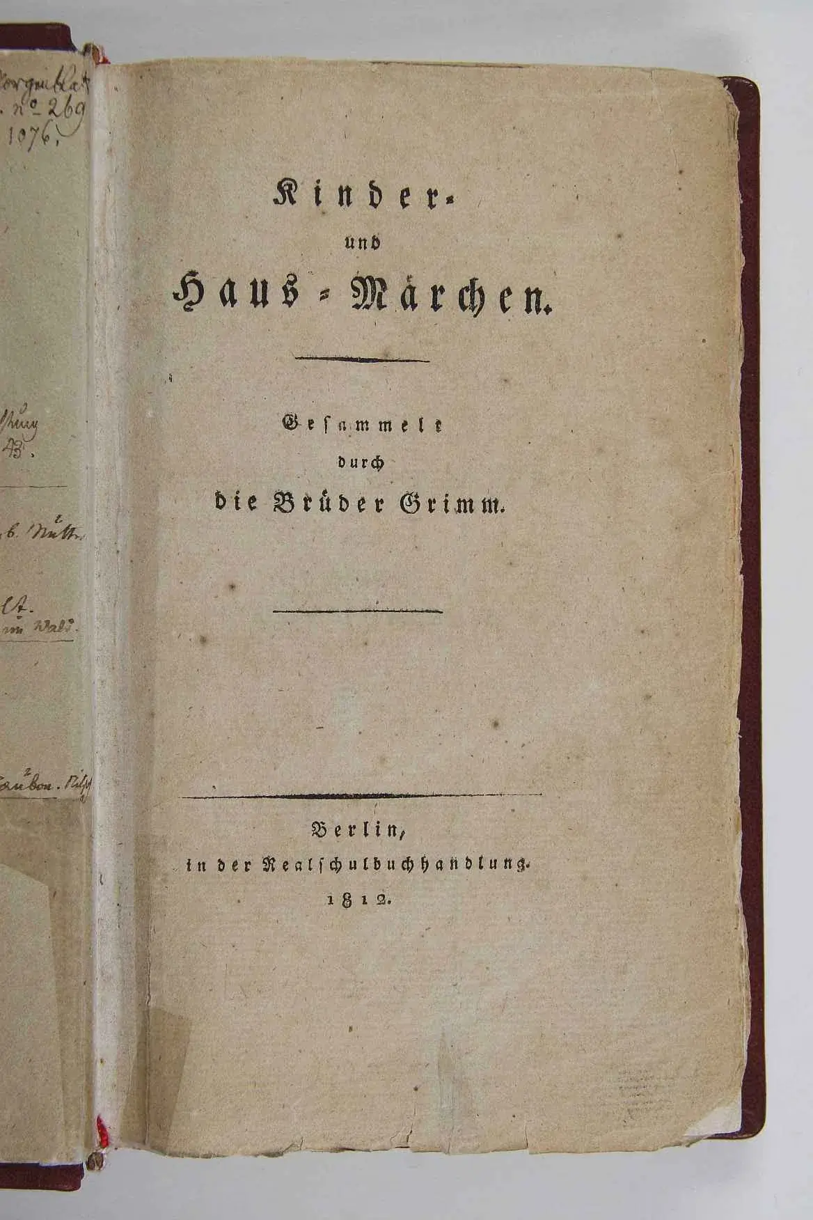 Titelblatt der Kinder- und Hausmärchen der Brüder Grimm von 1812